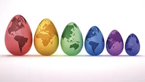 Colourful Easter Eggs Drucke: Colourful Easter eggs, painted with different continents