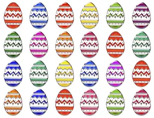 Symbolic Easter Tradition Drucke: Colourful easter eggs in a row, pattern, graphic