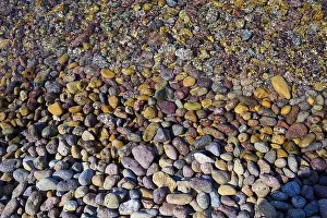 Aegean Sea Shoreline Drucke: Colourful pebbles on the shore with diverse patterns and textures