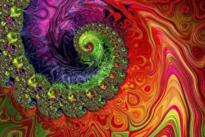 Colorful Abstract Design Drucke: Colourful spiral background - abstract computer-generated image