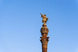 Christopher Columbus Statue Spain Drucke: Columbus Column at the end of the Ramblas