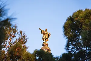 Christopher Columbus Statue Spain Drucke: Columbus Column at the end of the Ramblas