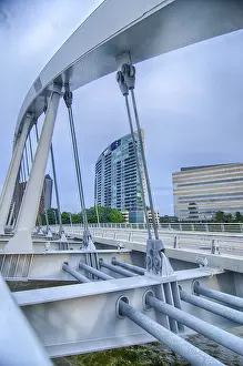 North America Landmarks Drucke: Columbus, Ohio skyline reflected in the Scioto River
