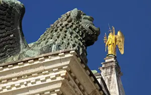 Venice UNESCO World Heritage Site Drucke: Column of the lion of Saint Mark