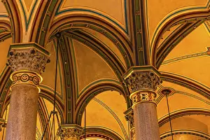 Historic City Center Austria Drucke: Columns and ceiling vault in Cafe Central
