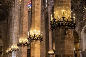 Palma Cathedral Interior Drucke: Columns, interior, Palma Cathedral