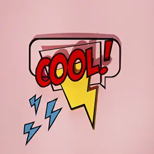 Thunderstorm Mood Image Drucke: Comic speech bubble with expression text cool thunderbolt element