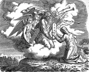 Historical Depiction Art Drucke: The Ten Commandments, also known as the Decalogue