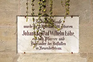 Central Europe Historical Image Drucke: Commemorative plaque on a facade