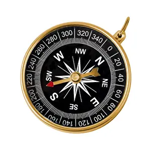 Bright White Studio Shot Drucke: Compass isolated on white background