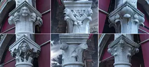 Tourist Attraction Veneto Italy Drucke: Compilation of capital structures on the pillars of the fish market