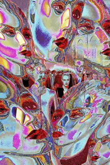Collage Drucke: KOMPOSITIONEN: Masken, auf den Auer-Dult.