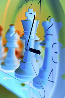 Colorful Symbolic Picture Drucke: Composite of clock and chess figures