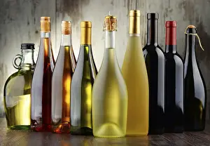 Ecofriendly Waste Separation Drucke: Composition with assorted bottles of wine