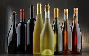 Eco Friendly Waste Separation Drucke: Composition with assorted bottles of wine
