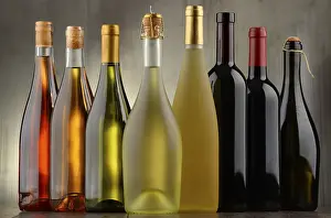 Deserted Wine Shop Drucke: Composition with assorted bottles of wine