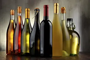 Deserted Wine Shop Drucke: Composition with assorted bottles of wine