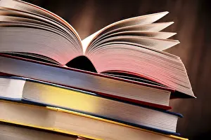 Education Background Drucke: Composition with books on the table