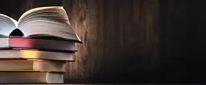 Educational Institution Background Drucke: Composition with books on the table