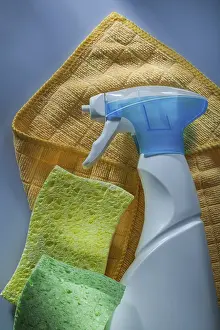 Graffiti Painting Art Drucke: Composition of cleaning items on white background