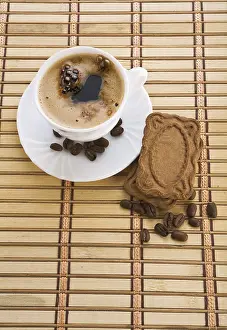 Dessert Food Still Life Drucke: Composition of coffee mug an cookie