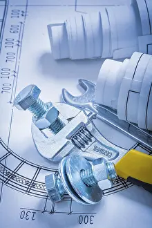 Construction Maintenance Concept Drucke: Composition of construction objects maintenance concept