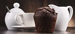 Hot Beverage Images Drucke: Composition with cup of coffee and muffin