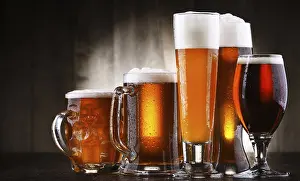 Corporate Identity Branding Drucke: Composition with glasses of beer of various kinds