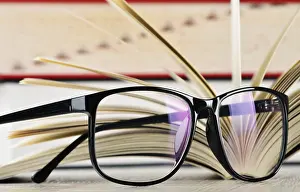 Composition With Glasses And Books Drucke: Composition with glasses and books on the table