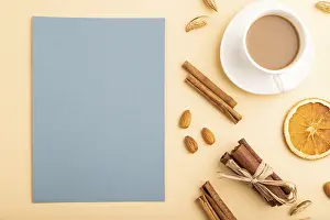 Orange Background Still Life Drucke: Composition with gray paper sheet