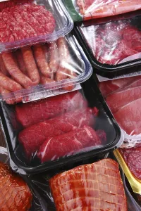 Assorted Meat Products Drucke: Composition with packages of assorted meat products