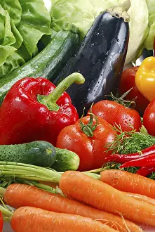 Breakfast Food Photography Drucke: Composition with raw vegetables