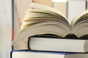 Composition With Books Drucke: Composition with stack of books on the table