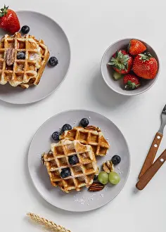 Belgian Waffles Drucke: Composition tasty breakfast waffles