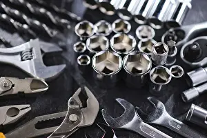 Metal Tools Composition Drucke: Composition with a variety of metal tools