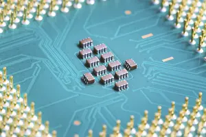 Computer Hardware Component Drucke: Computer chip cpu, close up, Computer technology