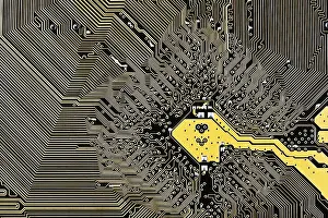 Close Up Computer Hardware Drucke: Computer circuit board background close up