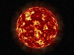 Starry Night Sky Drucke: Computer generated Sun over outer space with stars