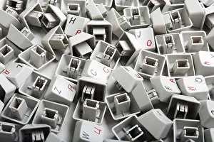 Computer Keyboard Background Drucke: Computer keyboard white button key background