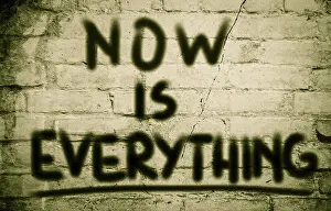 Symbolic Picture Of Progress Drucke: Now Is Everything Concept