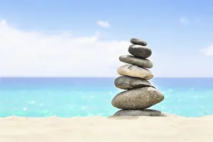 Deserted Coastline Photo Drucke: Concept of balance and harmony