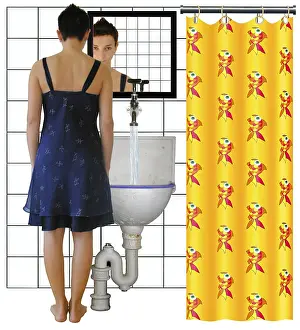 Bathroom Mirror Reflection Drucke: Concept/conceptual: self-esteem - self-image - self-concept