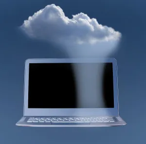 Cloud Computing Concept Drucke: Concept image for cloud computing and online applications showing web services platform connected to laptop