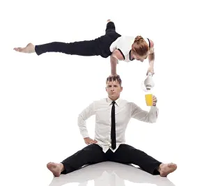 White Background Concept Drucke: Concept of office multitasking