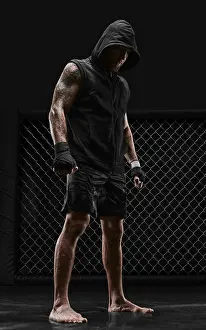 Athletic Man Photo Drucke: Conceptual image of a kickboxer