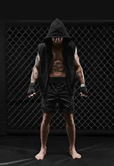 Mixed Martial Arts Athlete Drucke: Conceptual image of a kickboxer