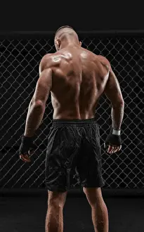 Martial Arts Concept Drucke: Conceptual image of a kickboxer
