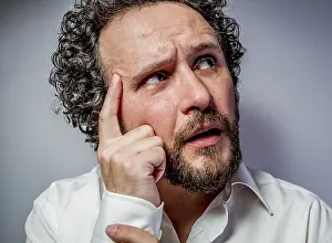 Surprised Facial Expression Drucke: Concern for the future, man with intense expression