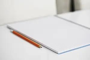 Indoor Still Life Photography Drucke: Conference table, notepad