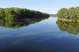 Drucke von Die Zusammenfluss der Flüsse Bodrog und Tisza in Tokaj, Ungarn Fluss Drucke: Bodrog und Tisza treffen sich in Tokaj, Ungarn